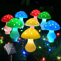 Upgraded Outdoor Solar Garden Lights 8 Pack 50 Led Mushroom Outdoor 8 Modes 23Ft Waterproof Solar Powered Landscape Cute Fairy