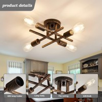 Zglaojt4 Light Ceiling Light Fixture,Modern Semi Flush Mount Ceiling Light,Bronze Ceiling Lighting For Kitchen Farmhouse Bedroom Dining Room Study Living Room.