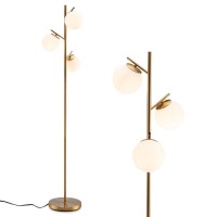 Tangkula 3-Globe Floor Lamp, Modern Freestanding Lamp W/Foot Switch & 3 E26 Bulb Bases, Sturdy Steel Pole, Tall Standing Light For Living Room Bedroom Study, Simple Assembly (3-Globe,Gold)