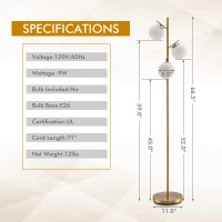 Tangkula 3-Globe Floor Lamp, Modern Freestanding Lamp W/Foot Switch & 3 E26 Bulb Bases, Sturdy Steel Pole, Tall Standing Light For Living Room Bedroom Study, Simple Assembly (3-Globe,Gold)