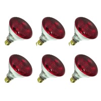 Satco S4751/06 Br38 Incandescent Infrared Reflector Incandescent Heat Lamp, Red, 175 Watts, 6 Pack