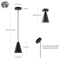 Dijiahua Black Pendant Lights 3 Pack For Kitchen Island Small Modern Industrial Chandeliers With Cone Metal Shade Mini Adjustabl