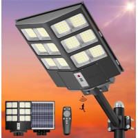 Gefolly 600W Solar Street Light Outdoor, 60000Lm Parking Lot Light Commercial Dusk To Dawn, 6500K Street Light Solar Powered Outdoor Security Flood Light With Motion Sensor For Road, Yard, Playground