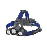 Headlamp Rechargeable 6000 Lumens Super Brightest 4 Modes Head Lamp For Adults Zoom Waterproof Headlight 90?Angle Adjustable Head Lights For Outdoor Camping Hunting Running Hiking(Blue)