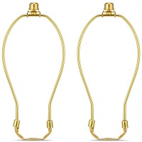 9 Inch Detachable Lamp Shade Harp Holder For Table And Floor Lamps, 2 Set Heavy Duty Lamp Shade Bracket With 3/8 Standard Saddle And Lamp Finial, Polished Brass