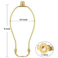 9 Inch Detachable Lamp Shade Harp Holder For Table And Floor Lamps, 2 Set Heavy Duty Lamp Shade Bracket With 3/8 Standard Saddle And Lamp Finial, Polished Brass