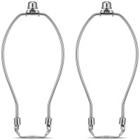 9 Inch Lamp Shade Holder Kit With Solid Lamp Finial Caps, 2 Set [Heavy Duty] Lamp Harp Holder With 3/8 Standard Saddle For Table And Floor Lamps (Nickel)