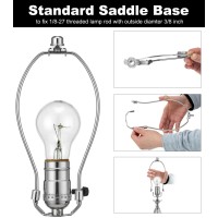 9 Inch Lamp Shade Holder Kit With Solid Lamp Finial Caps, 2 Set [Heavy Duty] Lamp Harp Holder With 3/8 Standard Saddle For Table And Floor Lamps (Nickel)