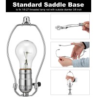 7 Inch Lamp Shade Holder Kit With Solid Lamp Finial Caps, 2 Set [Heavy Duty] Lamp Harp Holder With 3/8 Standard Saddle For Table And Floor Lamps (Nickel)