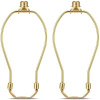 7 Inch Detachable Lamp Shade Harp Holder For Table And Floor Lamps, 2 Set Heavy Duty Lamp Shade Bracket With 3/8 Standard Saddle And Lamp Finial, Polished Brass