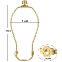 7 Inch Detachable Lamp Shade Harp Holder For Table And Floor Lamps, 2 Set Heavy Duty Lamp Shade Bracket With 3/8 Standard Saddle And Lamp Finial, Polished Brass