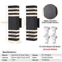 Teblampue Dusk To Dawn Outdoor Wall Sconces 2 Pack 3000K Warm White Outdoor Exterior Light Fixture Antirust Matte Black Up An