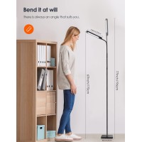 Alongdeng Led Floor Lamp With Remote, Floor Lamps For Living Room, Dimmable Floor Standing Light For Reading Chair Bedroom Office, Adjustable Height Flexible Gooseneck-5 Brightness-3 Color-14W-1000Lm