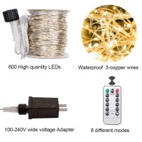 Resnice Led Fairy String Lights 200Ft 600 Leds Outside Indoor Plug In String Lights Waterproof Remote Control For Living Bed Roo