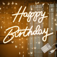 Atols Happy Birthday Neon Sign For Wall Decor Battery Or Usb Powered Happy Birthday Led Sign Reusable Happy Birthday Light Up