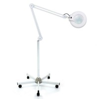 Lenjkyyo 5 X Led Magnifying Lamp With Stand Magnifying Lamp Dimmable Rolling Tripod 125 Mm 5 Dioptres Lens White Lamp Light Work Light Cosmetic Salon 22 W Cosmetics Beauty Salon Tripod