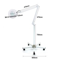 Lenjkyyo 5 X Led Magnifying Lamp With Stand Magnifying Lamp Dimmable Rolling Tripod 125 Mm 5 Dioptres Lens White Lamp Light Work Light Cosmetic Salon 22 W Cosmetics Beauty Salon Tripod