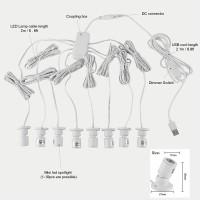 Cefrank Mini Spot Lights With Dimmer Warm White 8 X 1W 360 Rotatable Led Spotlight Jewelry Cabinet Dimmable Wall Light White F