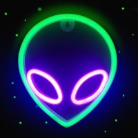 Nicethumb Alien Neon Sign Led Alien Neon Light Usb/Battery Operated Cool Alien Light Up Sign For Wall Decor Game Room Aesthetic Hanging Light For Man Cave Stuff, Bedroom, Bar, Party, Christmas