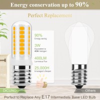 Dicuno E17 Led Bulb Dimmable, Microwave Oven Bulbs, 2700K Warm White, 3W (40W Halogen Replacement) 400Lm 120V, E17 Intermediate Base Light Bulb For Stove Top, Appliance, Range Hood, 2 Pack