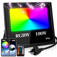 Led Outdoor Flood Light Wired Waterproof Color Changing 1000W Equivalent Outdoor Rgb 100W Smart Daylight White Indoor Uplights With App Remote Control Stage Landscape Lighting Dj Lights For Parties