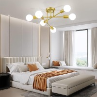 Soilsiu Modern Sputnik Chandelier Ceiling Light Fixtures 6Light Semi Flush Mount Ceiling Light For Bedroom Dining Room Living