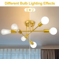 Soilsiu Modern Sputnik Chandelier Ceiling Light Fixtures 6Light Semi Flush Mount Ceiling Light For Bedroom Dining Room Living