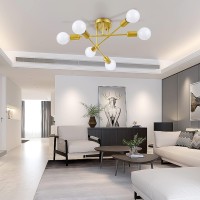 Soilsiu Modern Sputnik Chandelier Ceiling Light Fixtures 6Light Semi Flush Mount Ceiling Light For Bedroom Dining Room Living