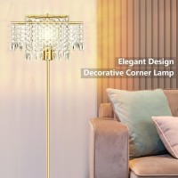 Mlambert Double Layer Lampshade Crystal Floor Lamp For Bedroom, Floor Lamp For Living Room, Elegant Standing Lamp, 61.57