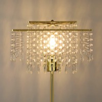 Mlambert Double Layer Lampshade Crystal Floor Lamp For Bedroom, Floor Lamp For Living Room, Elegant Standing Lamp, 61.57