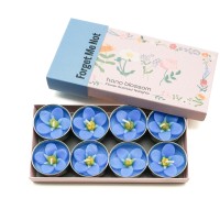 8 Handmade Forget Me Not Scented Tealights Scented With Neroli Essential Oil In A Botanical Gift Box