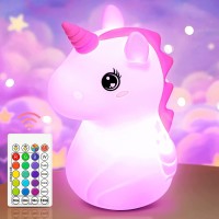 Unicorn Night Lights For Girls Bedroom With Remote Control, Unicorns Gifts For Girls Timing Usb Rechargeable 16 Color Changing Birthday Christmas Kids Led Nursery Night Lights, Room Decor Silicone