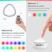 Everbrite Tap Light Led Puck Lights Wireless Push Lights Remote Controlled Closet Lights With 12 Rgb Colors Perfect For Unde