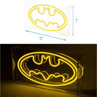 Silver Buffalo Dc Comics Batman Logo Symbol Usb Powered Neon Light Box 12 X 7 Inches