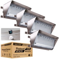 Lightdot 4 Pack 100W Led Wall Pack Lights, Dusk To Dawn With Photocell, 15000Lm 5000K Daylight Ip65 Waterproof Wall Mount Outdoor Security Lighting Fixture, Energy Saving Upto 3800Kw*4/5Yrs(5Hrs/Day)