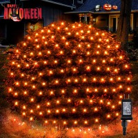 Halloween Net Lights, 360 Led 9.8Ft X 6.6Ft Orange Outdoor Halloween Mesh Lights With 8 Modes, Timer, Connectable, Waterproof And Durable Green Wire Design For Trees, Bushes, Garden Halloween D?Cor