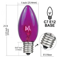 25 Pack Purple Halloween Replacement Bulbs C7 Glass Replacement Bulbs For Outdoor String Light Patio Lights C7E12 Candelabra