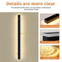 Modern 236Inch Outdoor Wall Light 3000K Black Acrylic Exterior Lighting Fixtures Wall Mount Ip65 Waterproof Modern Porch Ligh