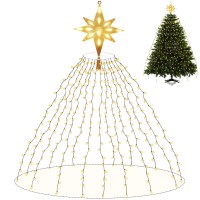 Green Convenience Christmas Decoration Outdoor Star Lights,11Ft Christmas Tree Topper Lights 312Led 8Modes Changing Christmas Lights,For Home Xmas Tree Wedding Yard Holiday Decoration (Warm White)