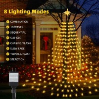 Green Convenience Christmas Decoration Outdoor Star Lights,11Ft Christmas Tree Topper Lights 312Led 8Modes Changing Christmas Lights,For Home Xmas Tree Wedding Yard Holiday Decoration (Warm White)