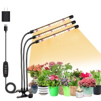 Sdovuerc 3Head Plant Lights For Indoor Growing Grow Light For Indoor Plants Full Spectrum Growing Lamps With Clip Auto On O