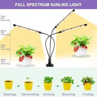 Sdovuerc 3Head Plant Lights For Indoor Growing Grow Light For Indoor Plants Full Spectrum Growing Lamps With Clip Auto On O