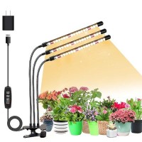 Sdovuerc 3Head Plant Lights For Indoor Growing Grow Light For Indoor Plants Full Spectrum Growing Lamps With Clip Auto On O