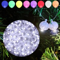 Aogist 100Pcs White Mini Lights With Hook,Long Standby Time Waterproof Led Balloon Light,Battery Powered,Ball Lamp For Balloon Paper Lantern Birthday Party Christmas Halloween (Matching Tag Rope)