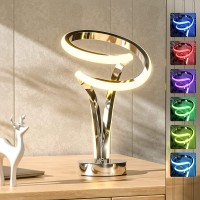 Airnasa Modern Spiral Rgb Table Lamp Touch Dimmable Led Nightstand Lamp 10 Light Modes Bedroom Lamp Unique Lamps For Home Dec