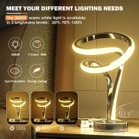 Airnasa Modern Spiral Rgb Table Lamp Touch Dimmable Led Nightstand Lamp 10 Light Modes Bedroom Lamp Unique Lamps For Home Dec