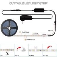 Bunacet White Led Strip Lights With Remote, 3000K-6500K 26Ft Bright Led Tape Light For Bedroom 12V Flexible Led Light Strips Dimmable Rope Lights Under Counter Led Lights For Kitchen Cabinet Lighting