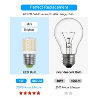 Zhenming Led Refrigerator Light Bulb 4W Replacement Ac100-265V 3.5W Refrigerator Bulb, E26 Medium Base Compact Bright Lamp For Fridge Freezer Appliance Lighting, A15 Daylight White 5000K, 1 Pack