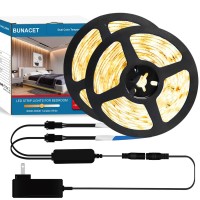 Bunacet 52Ft White Led Strip Lights With Remote (26Ft/Roll) Warm White Bright Led Tape Light For Bedroom 12V Led Light Strips Dimmable Rope Lights Under Counter Led Lights For Kitchen Cabinet Lighting