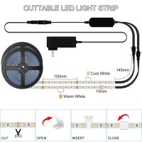 Bunacet 105Ft White Led Strip Lights With Remote (52.5Ft/Roll) Warm White Bright Led Tape Light For Bedroom Led Light Strips Dimmable Rope Lights Under Counter Led Lights For Kitchen Cabinet Lighting